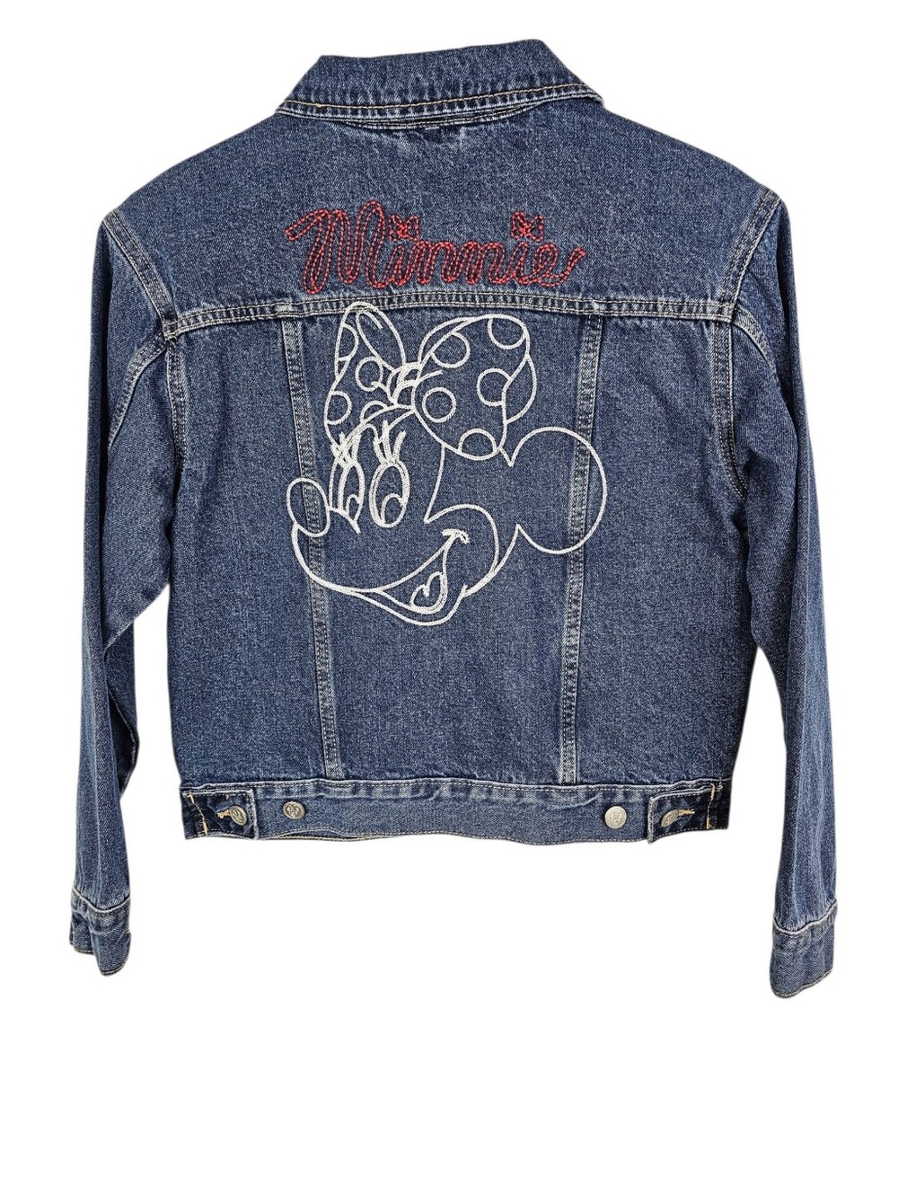 Old Navy x Disney Minnie Mouse Embroidered Jean Jacket Girl's Large NWT